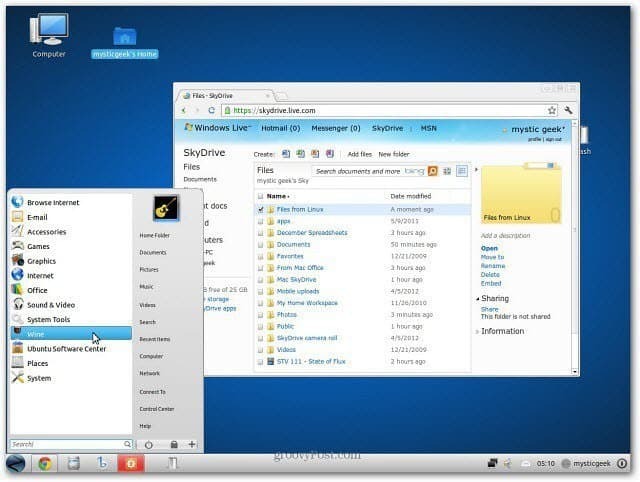 Linux SkyDrive web korisničko sučelje