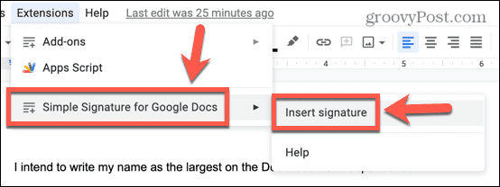 google docs umetnite potpis iz dodatka