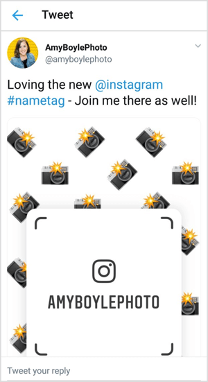 Unakrsno promovirajte svoju oznaku imena na Instagramu na društvenim kanalima poput Twittera.
