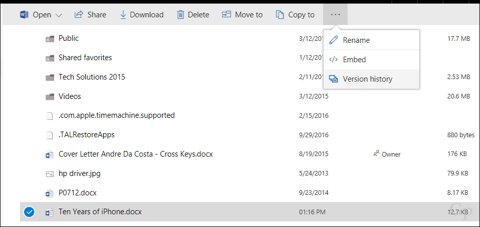 Vrati prethodne verzije datoteka u OneDriveu