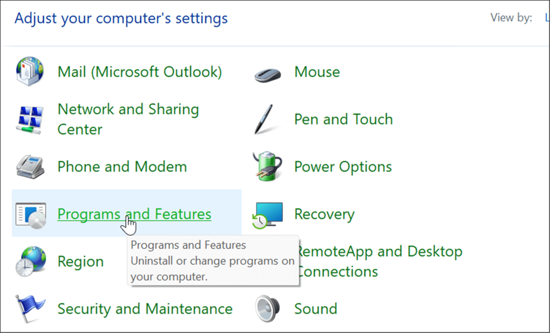 Programi i značajke upravljaju dodatnim značajkama u sustavu Windows 11