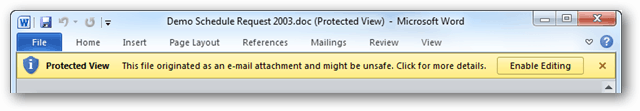 Microsoft Office Protected View