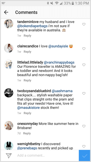 instagram tag business u komentarima