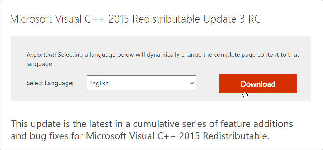 preuzmite Microsoft vizualni C++ koji se može redistribuirati