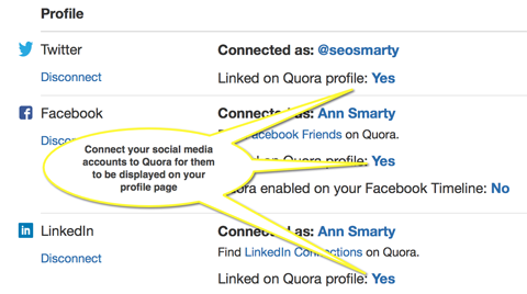 spojite dodatne socijalne profile na quora