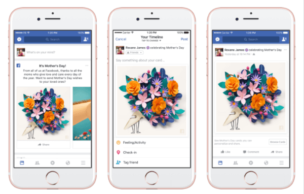 Facebook je u Facebook kameri izbacio personalizirane kartice, tematske maske i okvire i privremenu reakciju "Zahvalno" u čast Majčinog dana.