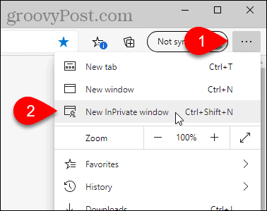 Odaberite Novi prozor InPrivate u Edgeu