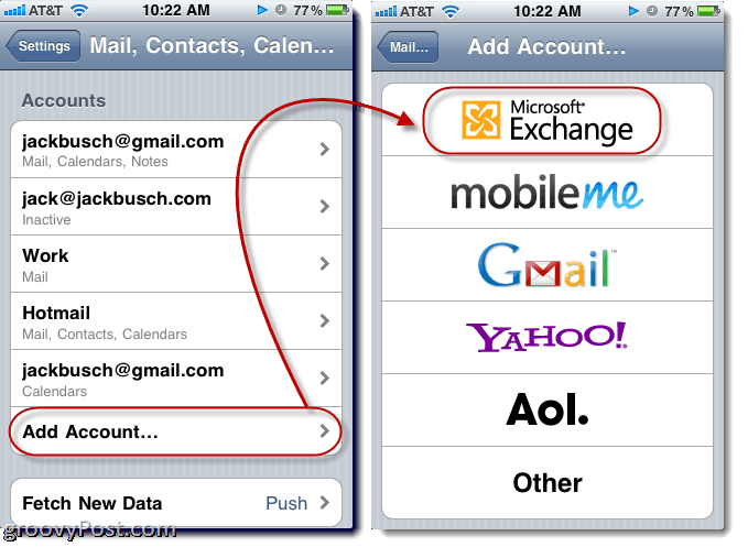 Dodavanje Hotmail Exchange ActiveSync na iPhone
