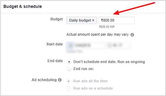 Postavite dnevni proračun za svoju Facebook oglasnu kampanju.
