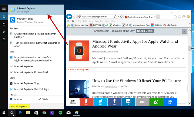 Savjet za Windows 10: Pronađite i koristite Internet Explorer kada je potrebno