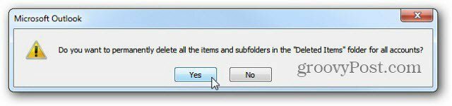 Automatski ispraznite izbrisane stavke u programu Outlook 2010 pri izlasku