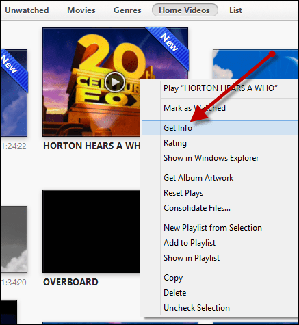 kliknite Dohvati informacije da biste ažurirali videozapis u programu itunes