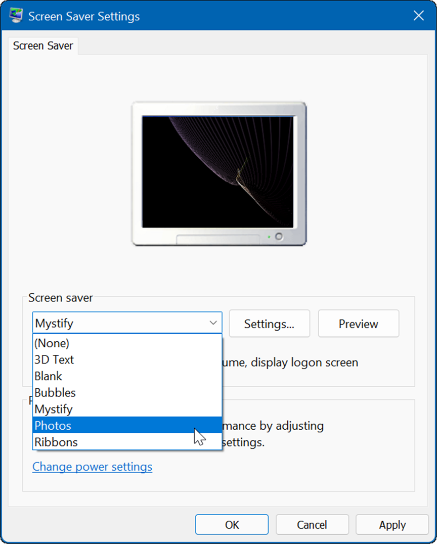 postavke čuvara zaslona postavljaju fotografije kao čuvare zaslona na Windowsima