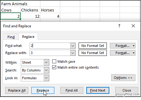 Sadržaj ćelija u programu Excel Match