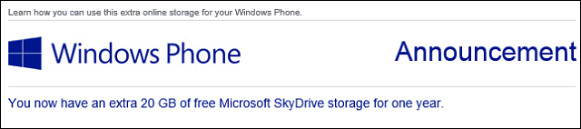 Korisnici Windows Phonea dobivaju 20 GB besplatnog prostora SkyDrive