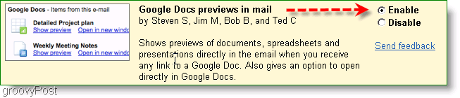 pregledi google dokumenata mogu se omogućiti u postavkama Labsa