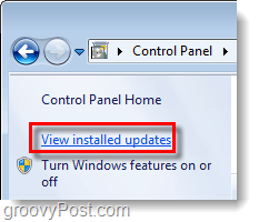 pregled instaliranih ažuriranja za Windows 7