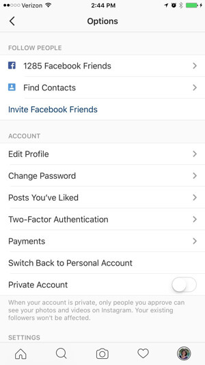 opcije instagram poslovnog profila