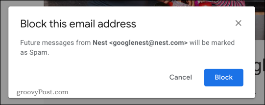 Gumb za blokiranje u Gmailu