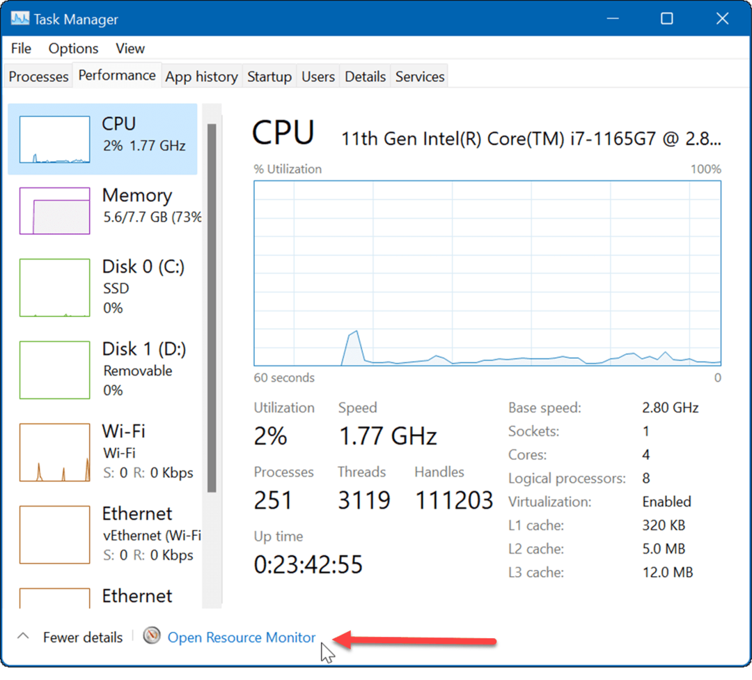 monitor resursa popravlja spori internet na Windows 11