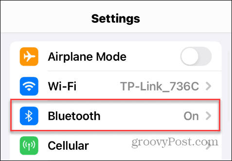 Bluetooth opcija u iOS postavkama