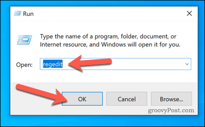 Pokretanje Regedita pomoću Run u sustavu Windows 10