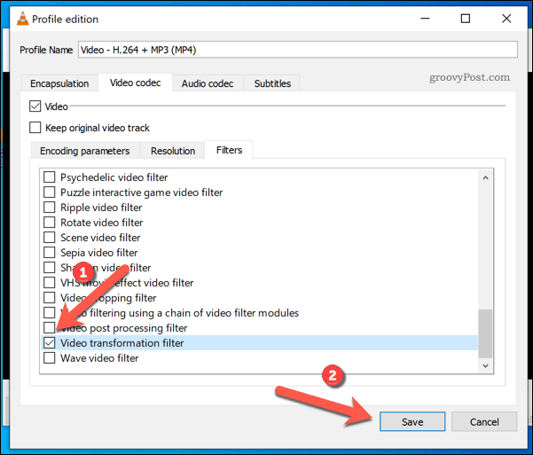 Dodavanje filtra rotacije VLC videozapisu u sustavu Windows