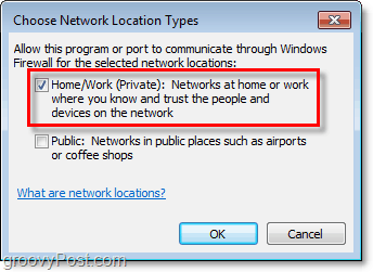 kako ručno odabrati mrežu za iznimku vatrozida Windows 7