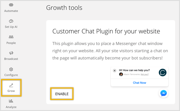 ChatFuel omogućuje dodatak za chat korisnika
