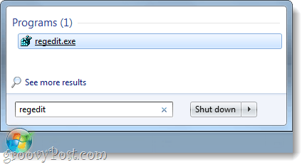 otvoren regedit u sustavu Windows 7