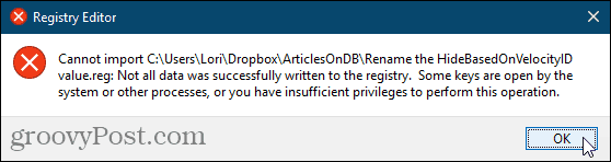 Nije moguće uvesti reg datoteku za Windows Registry