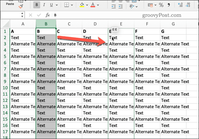 Premještanje stupca u Excelu