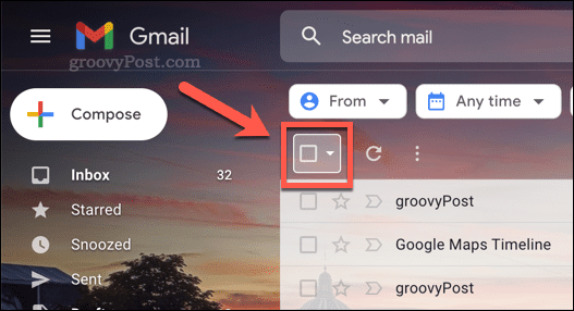 Ikona potvrdnog okvira za odabir e-pošte u Gmailu