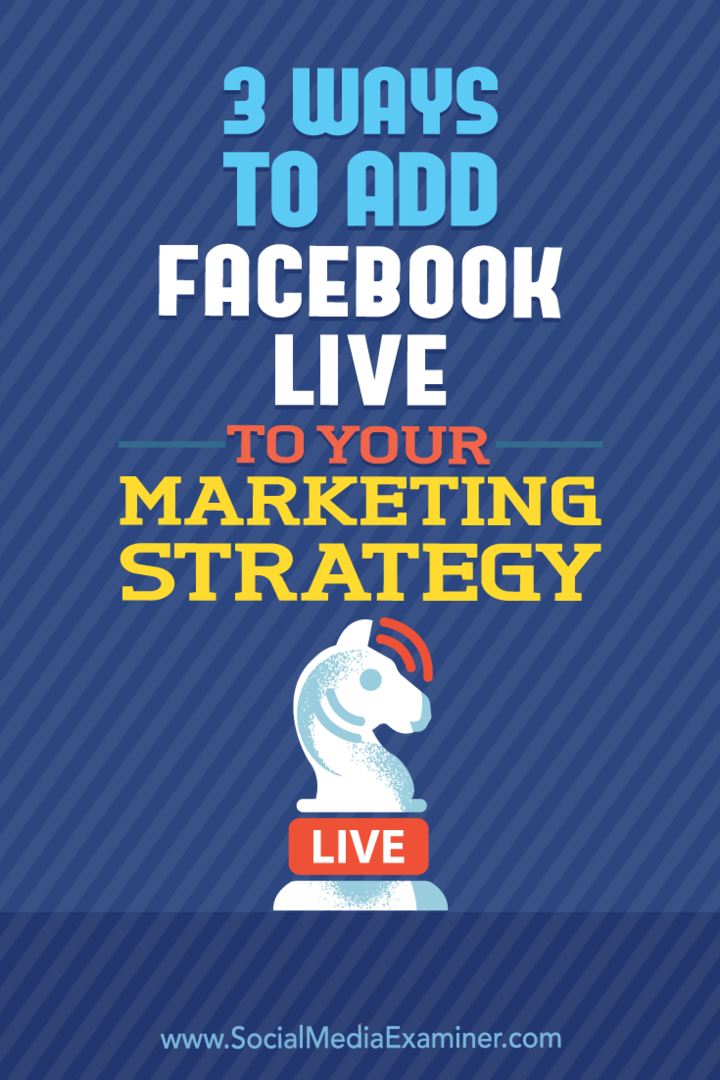 3 načina za dodavanje Facebook Livea u svoju marketinšku strategiju, Matt Secrist, na Social Media Examiner.