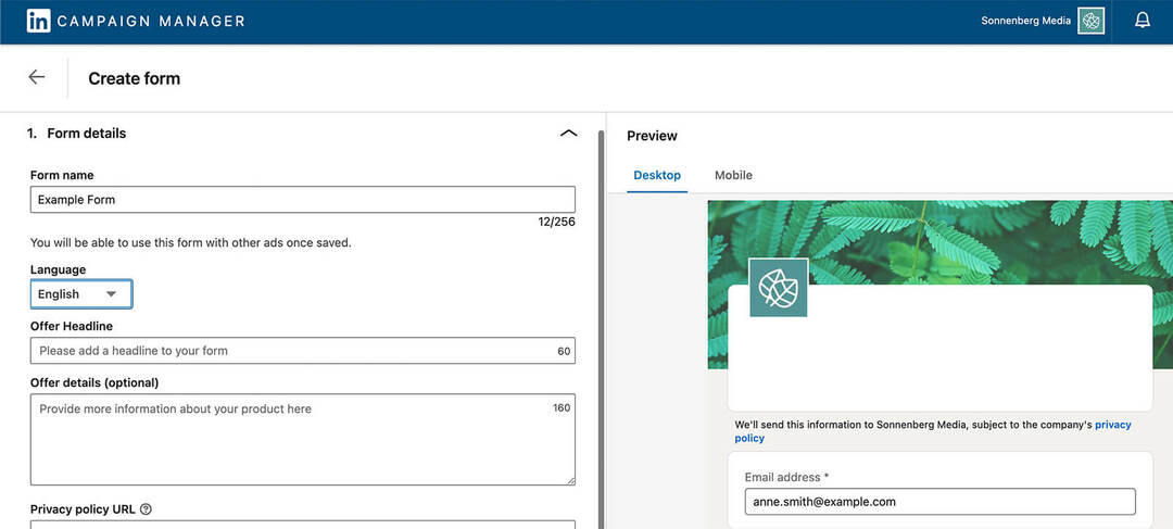 how-to-linkedin-campaign-manager-update-account-assets-set-up-lead-gen-form-sonnenberg-media-step-2