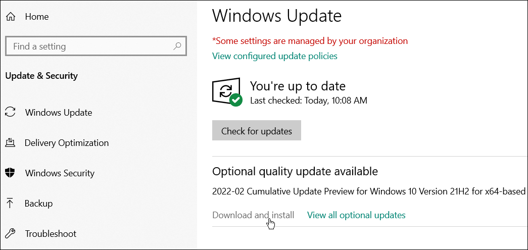 Windows update popravi Windows programsku traku koja se prikazuje na cijelom zaslonu