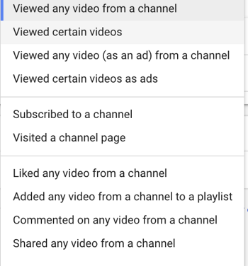 Kako postaviti YouTube oglasnu kampanju, korak 27, postavite određenu radnju korisnika za ponovni marketing