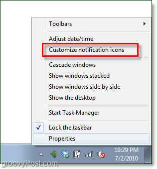 prilagoditi obavijesti o programskoj traci sustava Windows 7