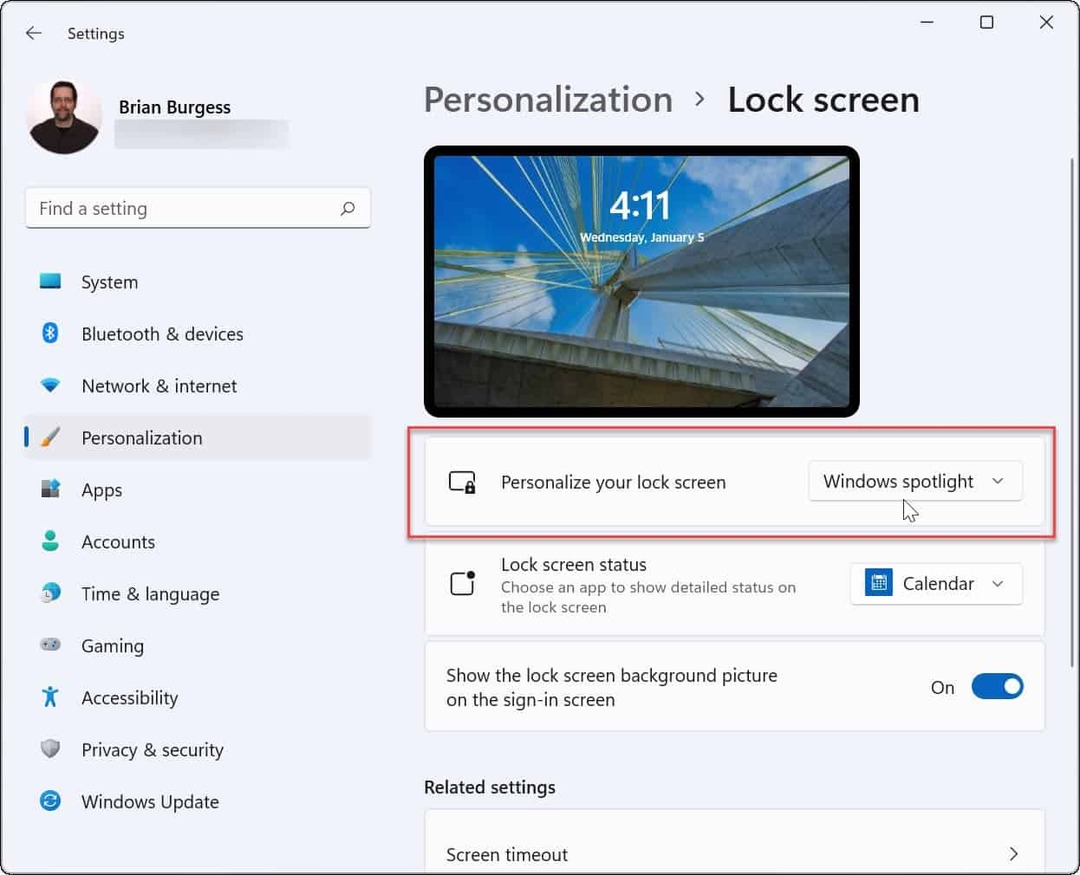 Personalizirajte zaključani zaslon Windows 11