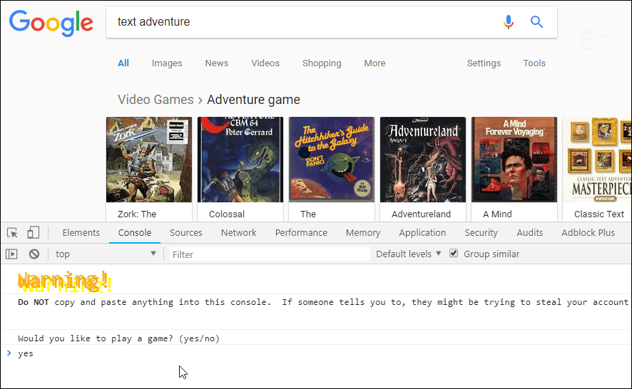 Google tekst avantura