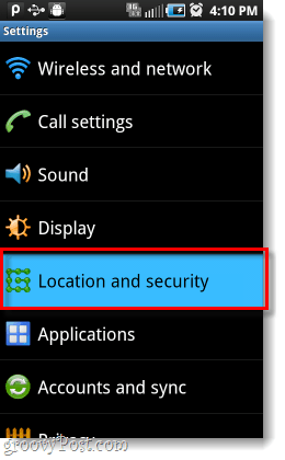 Postavke lokacije i sigurnosti za Android