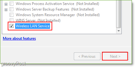 Snimka zaslona - Windows Server 2008 Omogućuje značajku bežičnog lanca usluge