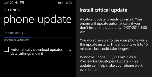 Kritičko ažuriranje sustava Windows Phone 8.1 u pregledu za program programera dostupno je sada