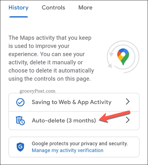 Konfiguriranje automatskog brisanja u Google kartama