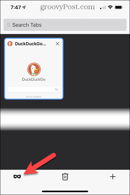 Dodirnite gumb Privatno pregledavanje u Firefoxu na iOS-u