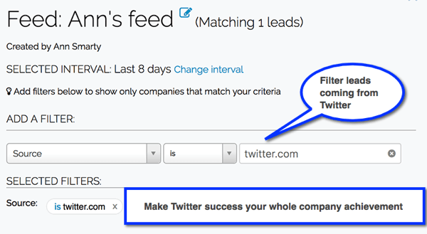 Stvorite filtere Leadfeeder za praćenje potencijalnih kupaca koji dolaze s vaših kanala na društvenim mrežama.
