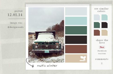 Design Seeds na fotografiji prikazuje palete boja kako biste mogli vidjeti kako izgledaju zajedno. 