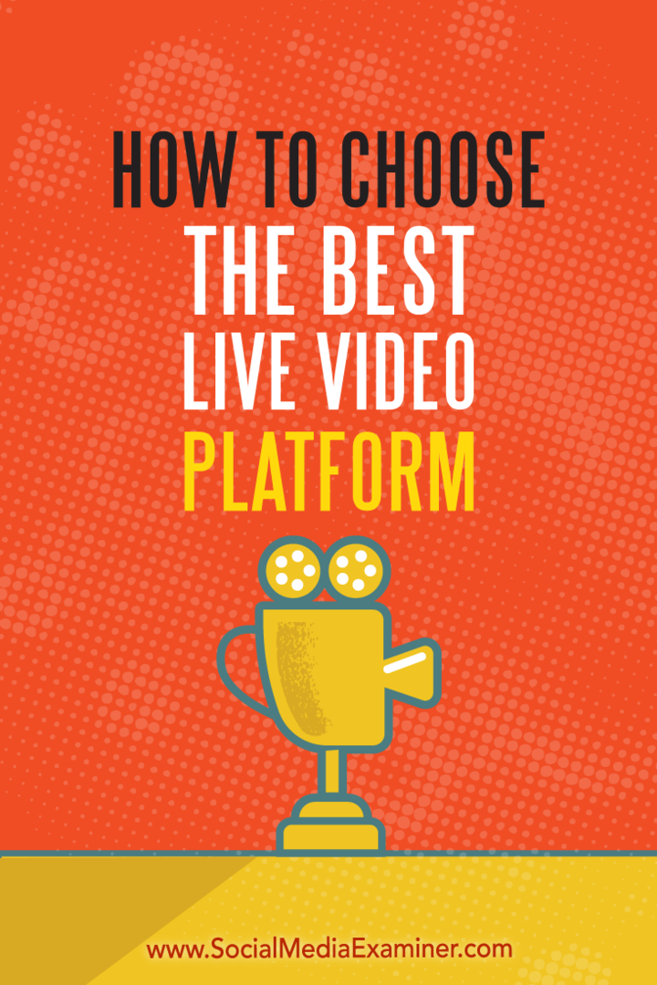 Kako odabrati najbolju video platformu uživo od Joela Comma na Social Media Examiner.