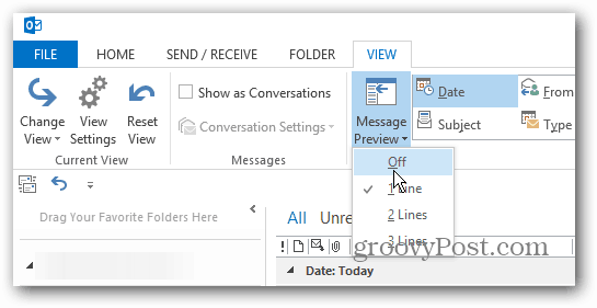 Kako prilagoditi pregled poruka u programu Outlook 2013