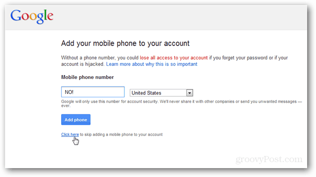 Google, prestani me pitati za svoj telefonski broj [isključen]